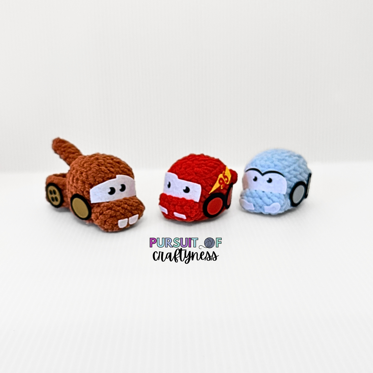 Car Keychain — Handmade Crochet Bag Charm with Cartoon Face