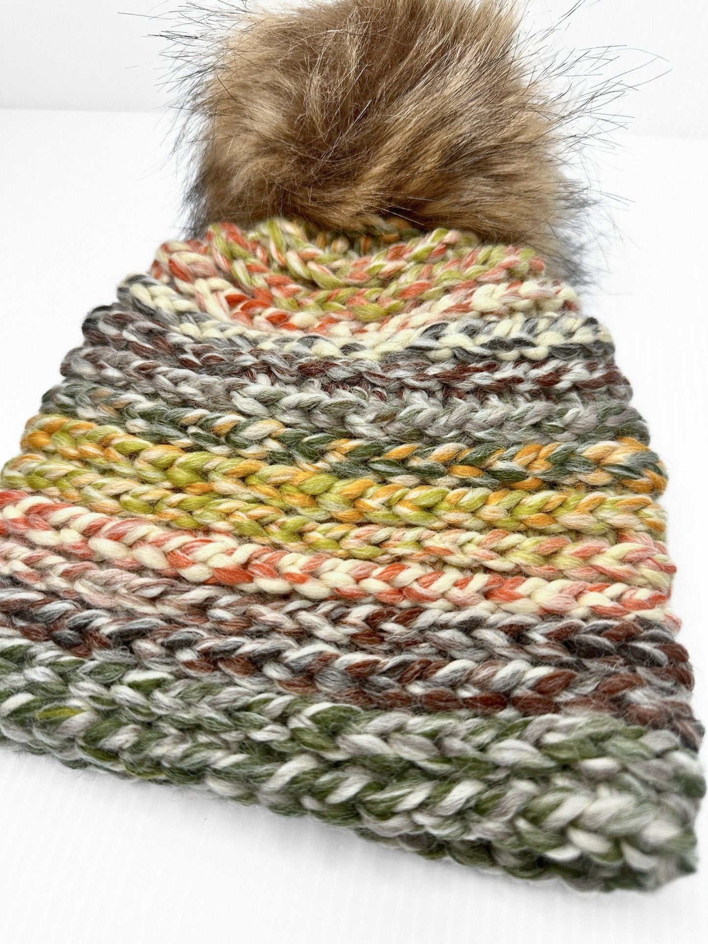 Crochet Beanie with Faux Fur Pom: Acrylic Wool Blend Winter Hat - pursuitofcraftyness