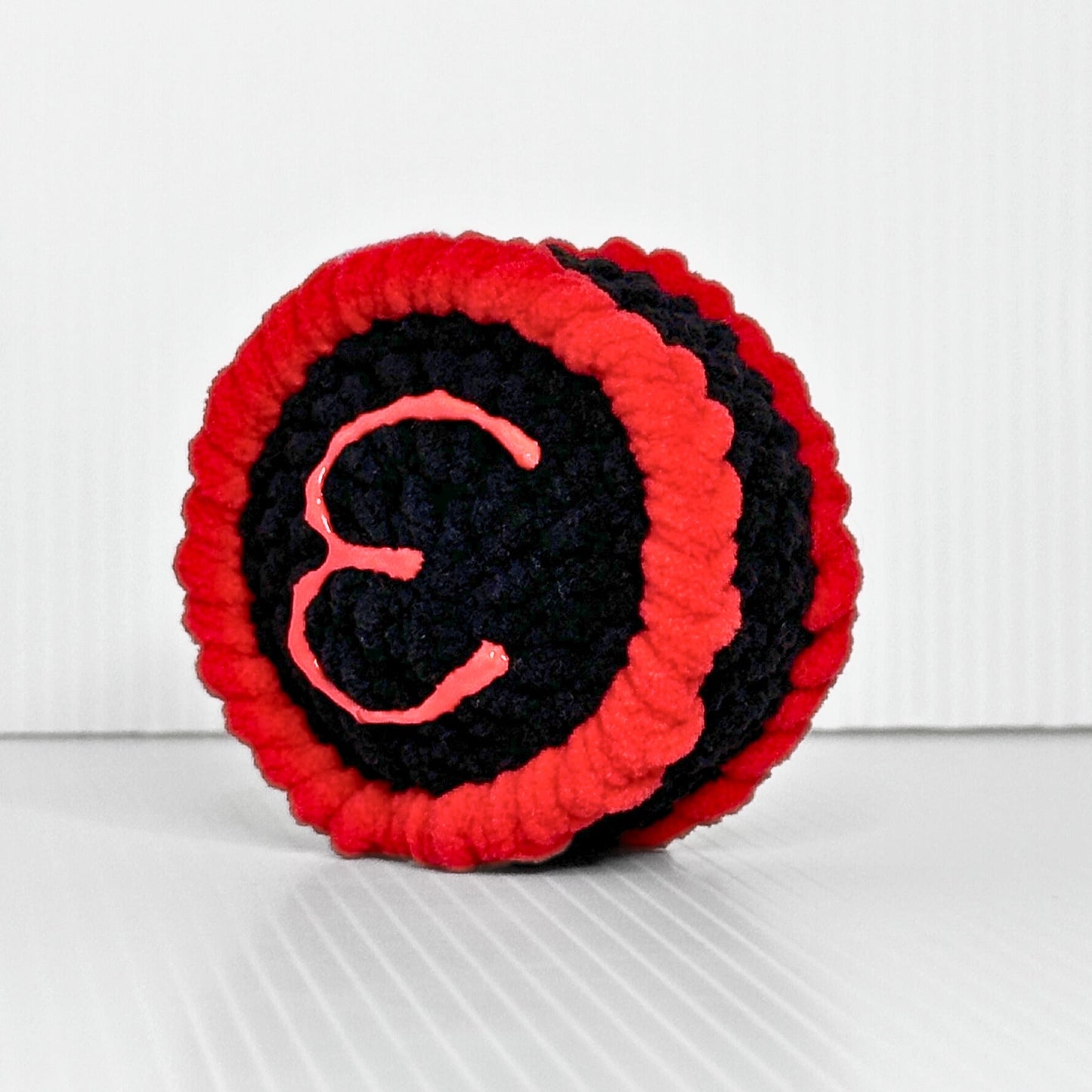 Handmade Easton Area High School Drumline Keychain — Red and Black Crochet Spirit Accessory - pursuitofcraftyness