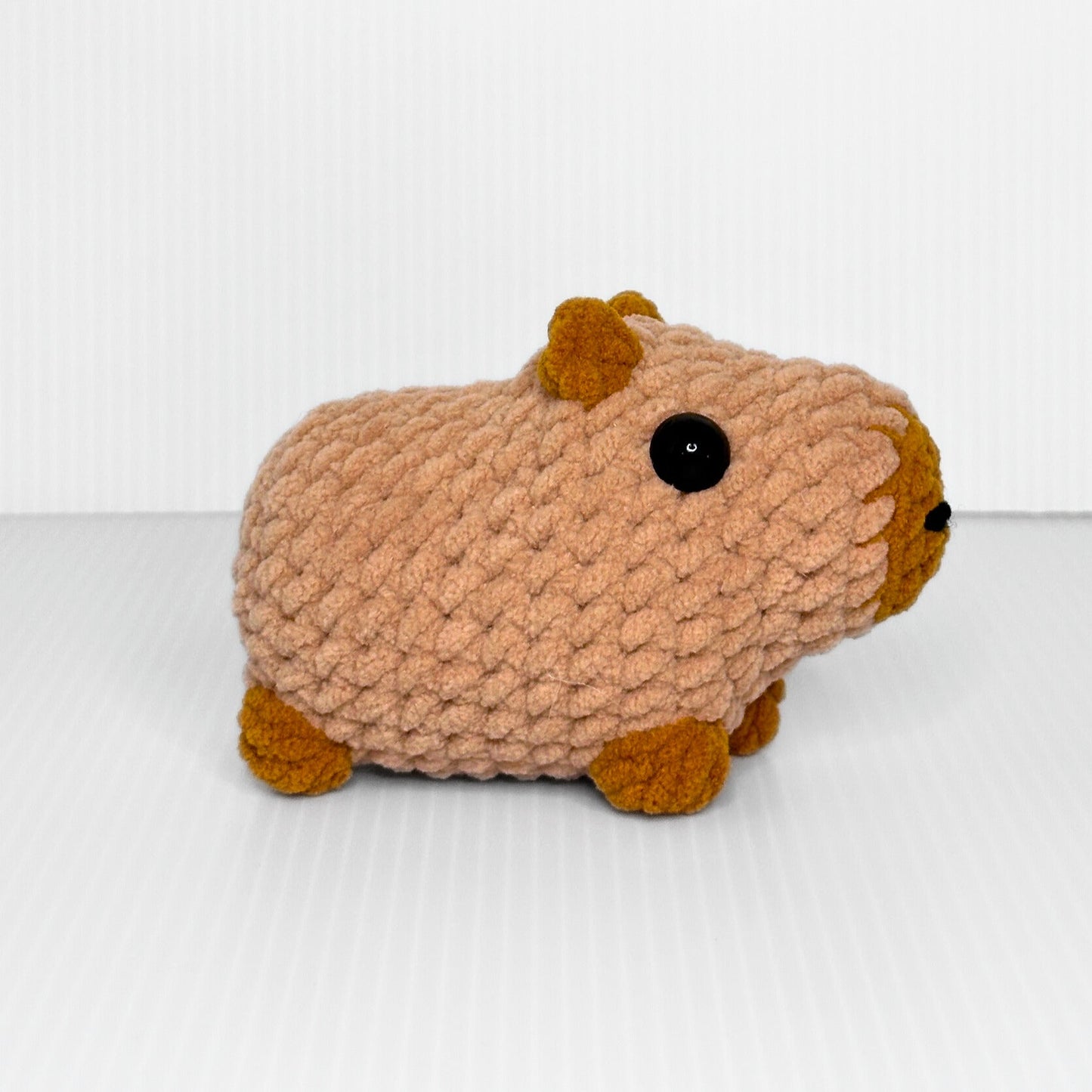 Handmade Standing Capybara Crochet Plush — Kawaii Chonky Capy in Tan Chunky Yarn - pursuitofcraftyness