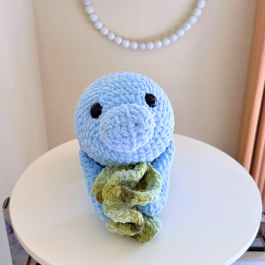 Manatee with Seaweed — Handmade Crochet Plushie