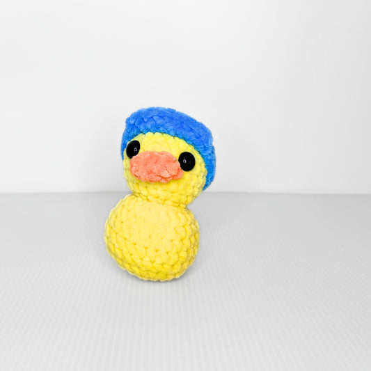 Duck in Baseball Hat — Handmade Crochet Plushie