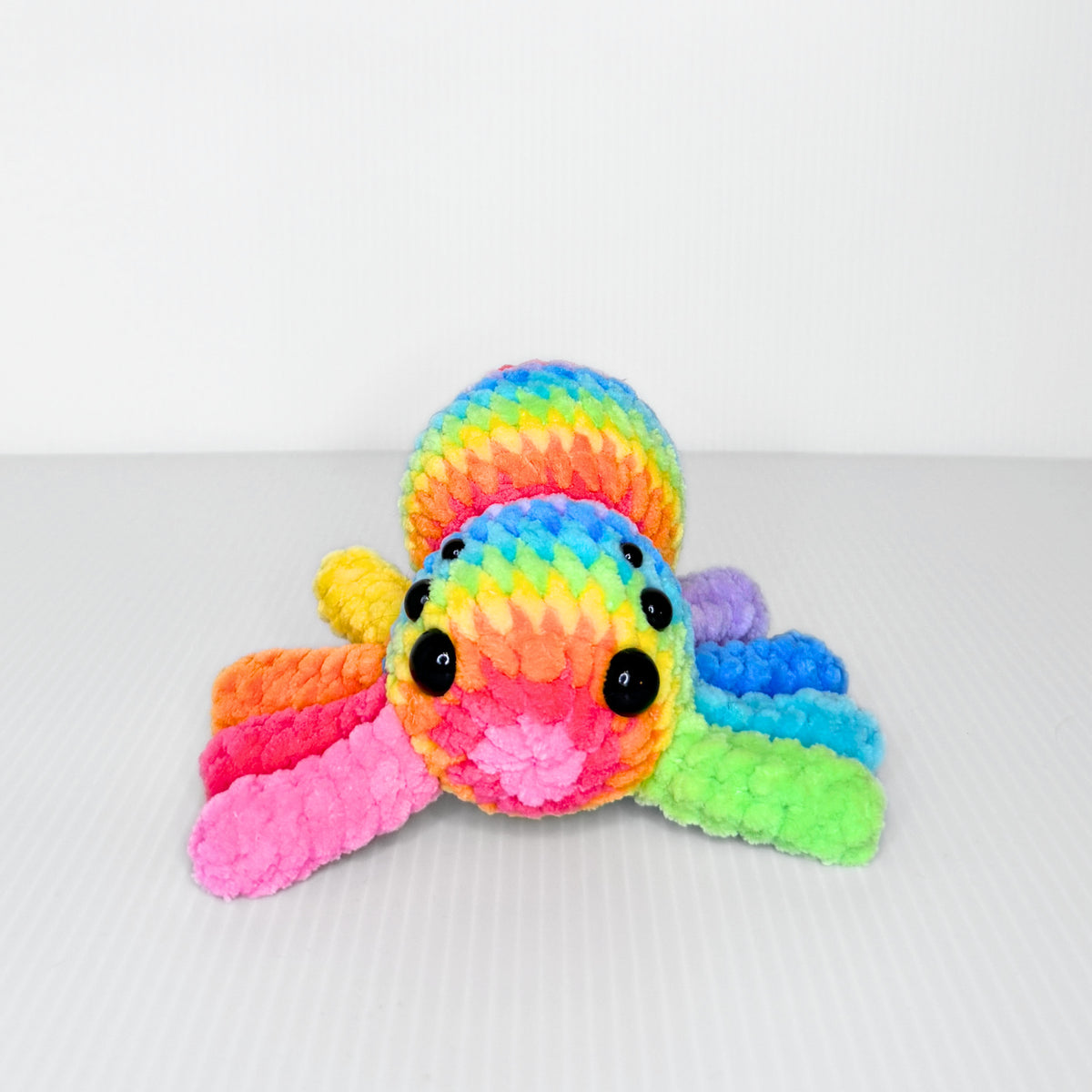 Rainbow Spider — Handmade Tie-Dye Crochet Plushie