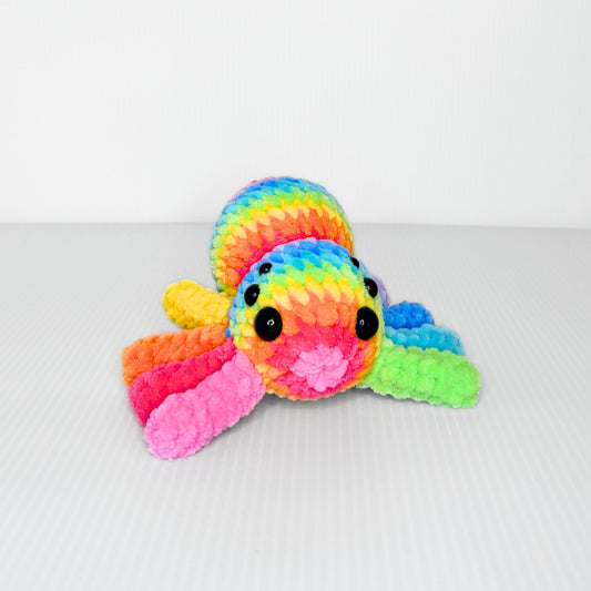 Rainbow Spider — Handmade Tie-Dye Crochet Plushie