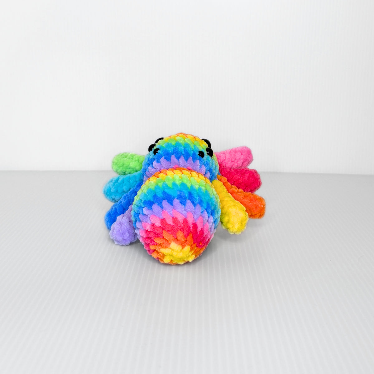 Rainbow Spider — Handmade Tie-Dye Crochet Plushie