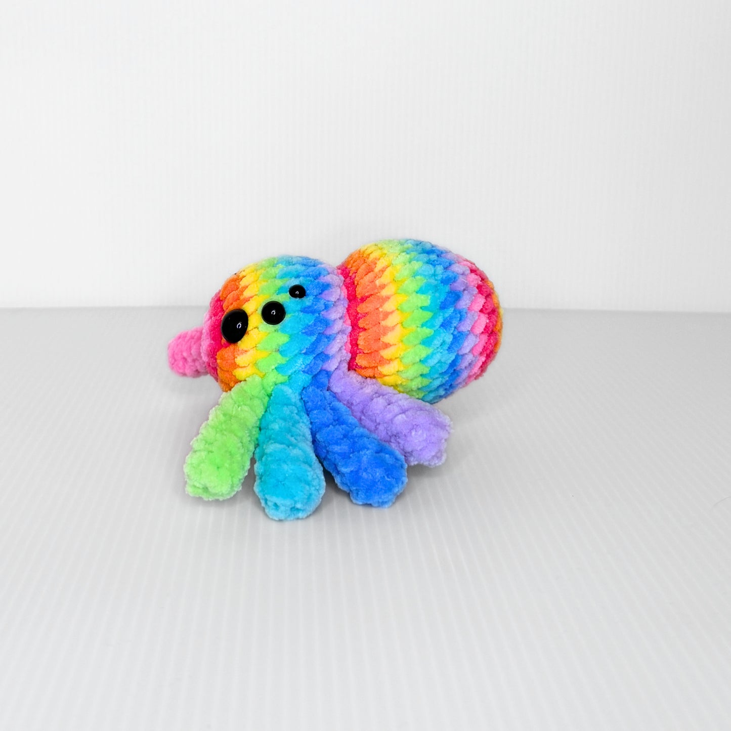 Rainbow Spider — Handmade Tie-Dye Crochet Plushie