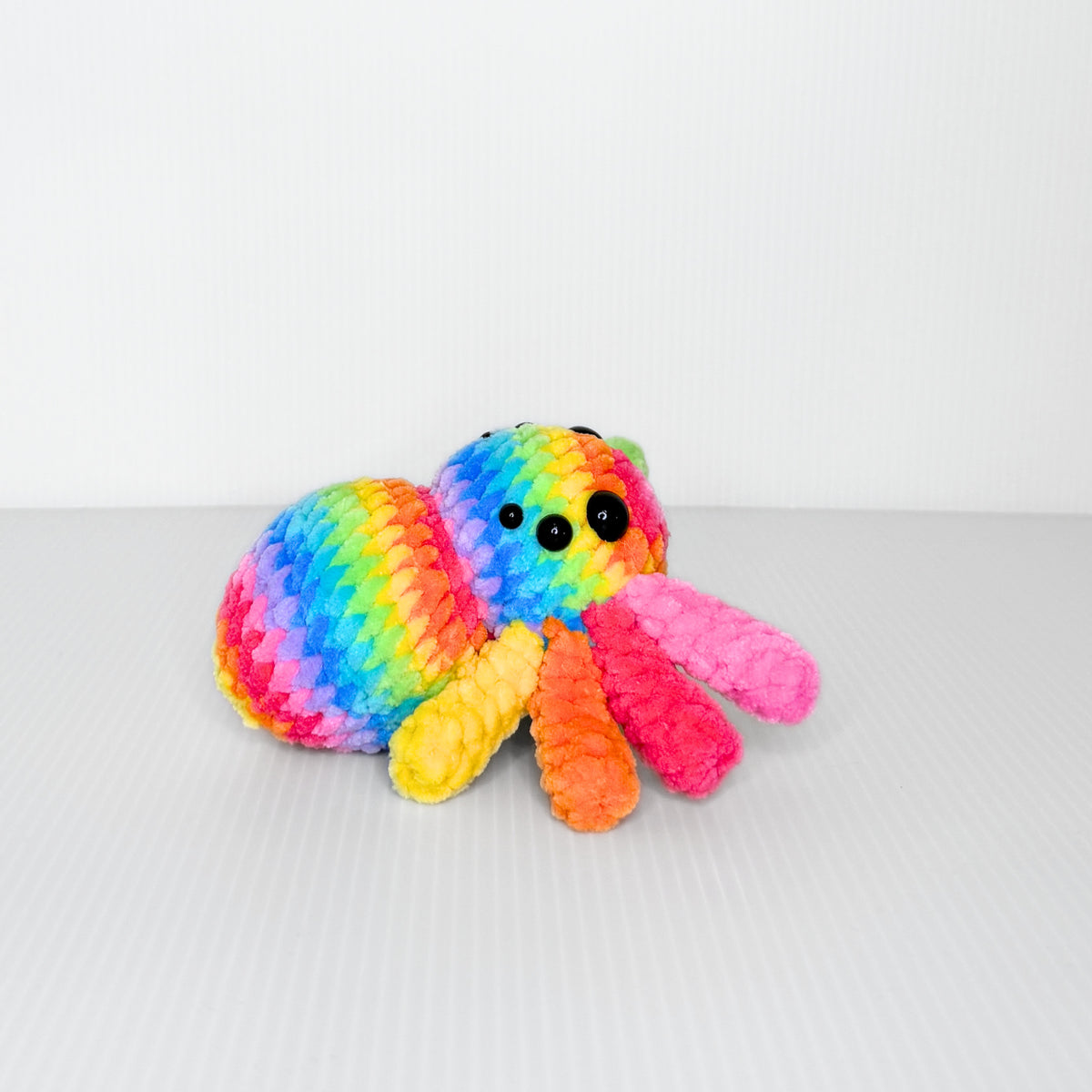 Rainbow Spider — Handmade Tie-Dye Crochet Plushie