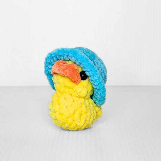 Duck in Bucket Hat — Handmade Crochet Mini Keychain