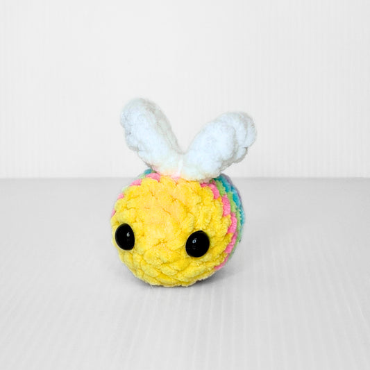 Rainbow Bee Keychain — Handmade Crochet Bag Charm