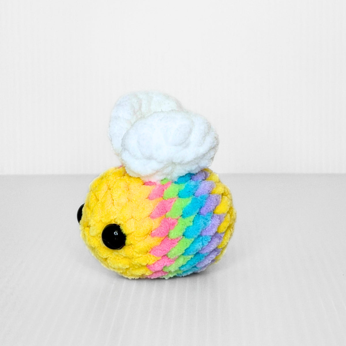Rainbow Bee Keychain — Handmade Crochet Bag Charm