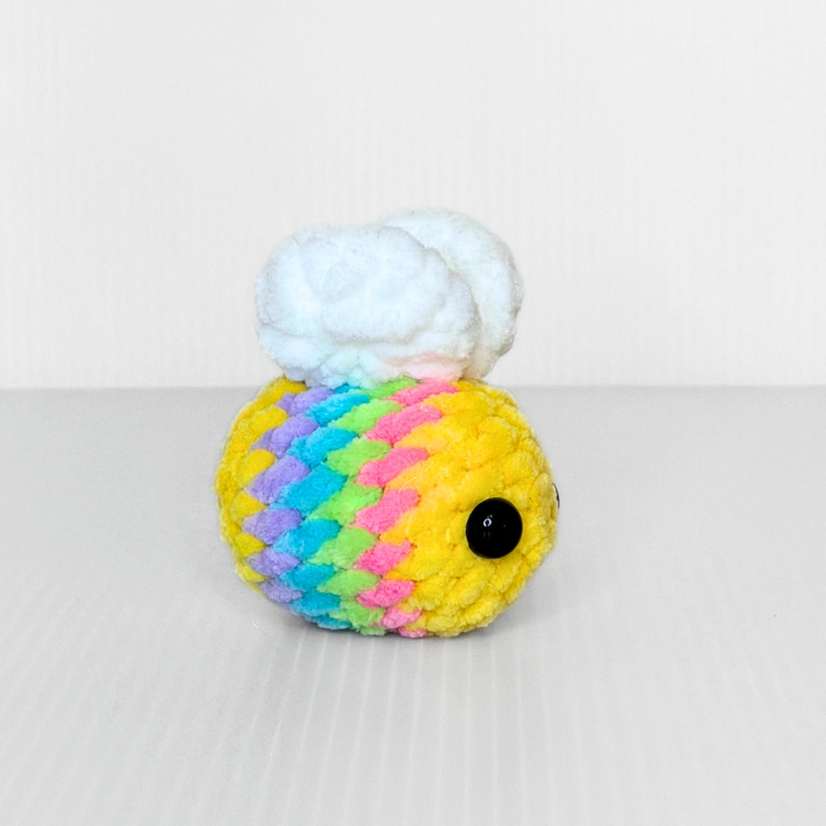 Rainbow Bee Keychain — Handmade Crochet Bag Charm