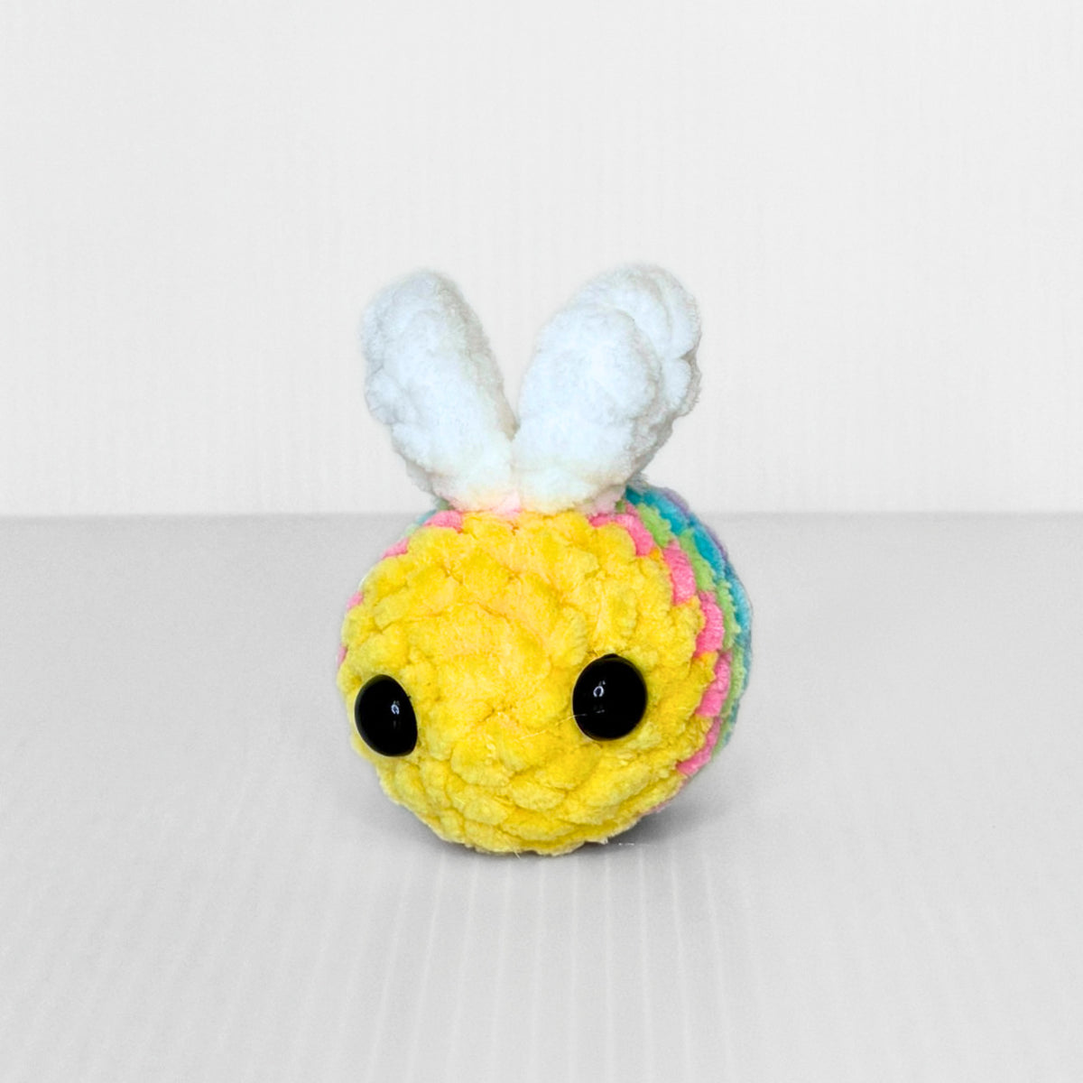 Rainbow Bee Keychain — Handmade Crochet Bag Charm