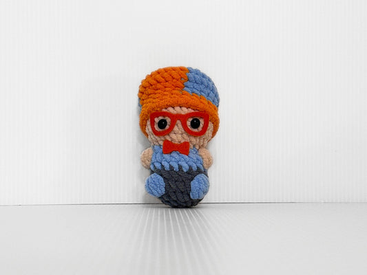 Blippi Inspired Crochet Keychain Handmade Clip On Charm Amigurumi Gift - pursuitofcraftyness