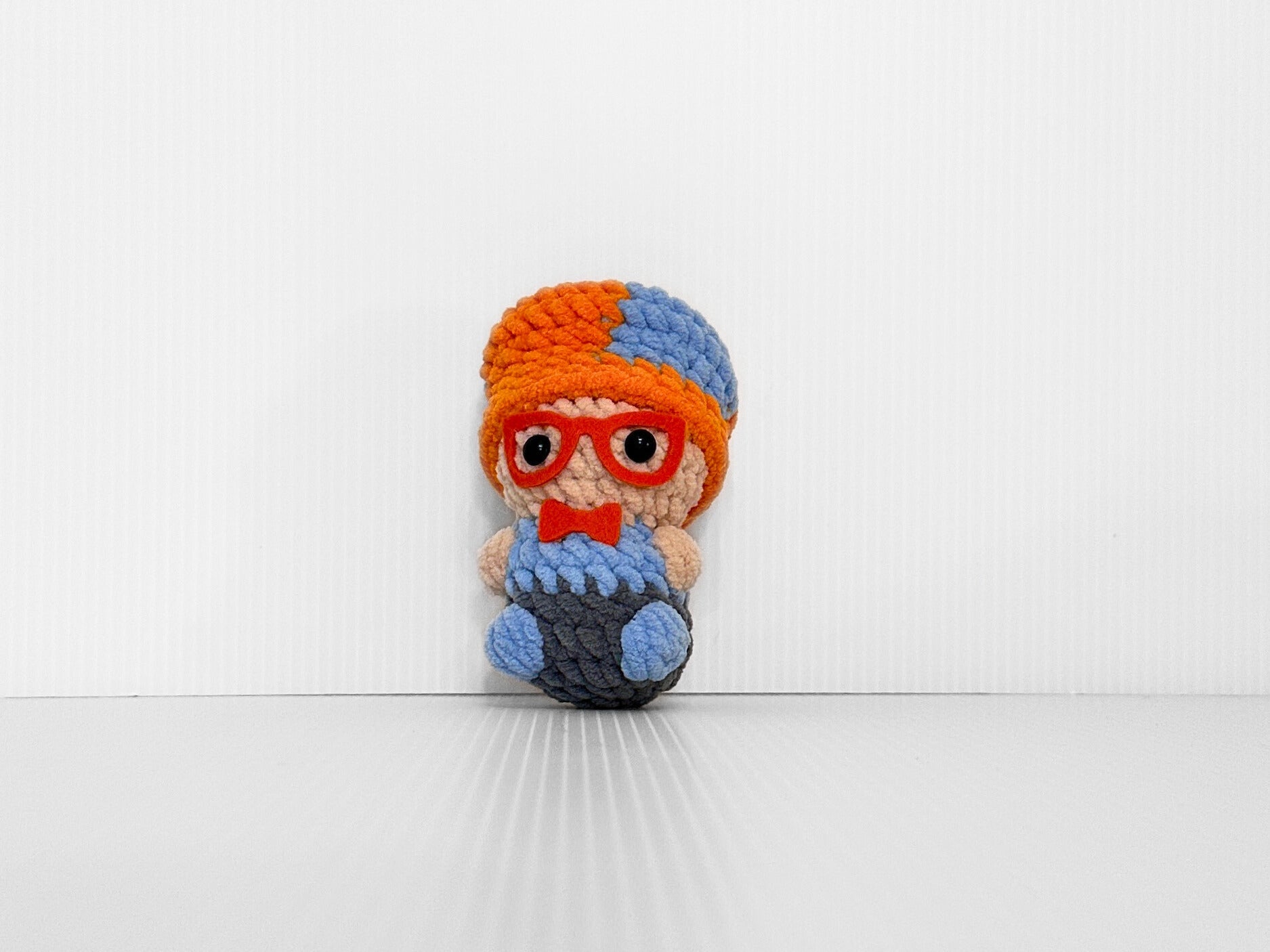 Blippi Inspired Crochet Keychain Handmade Clip On Charm Amigurumi Gift - pursuitofcraftyness