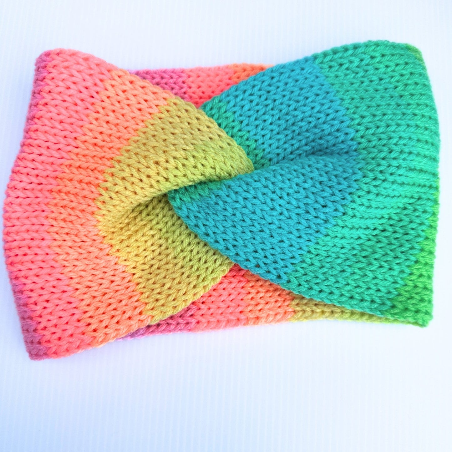 Bright Color Block Fashion Ear Warmer - Cozy Knit Adult Winter Headband for Cold Weather - pursuitofcraftyness