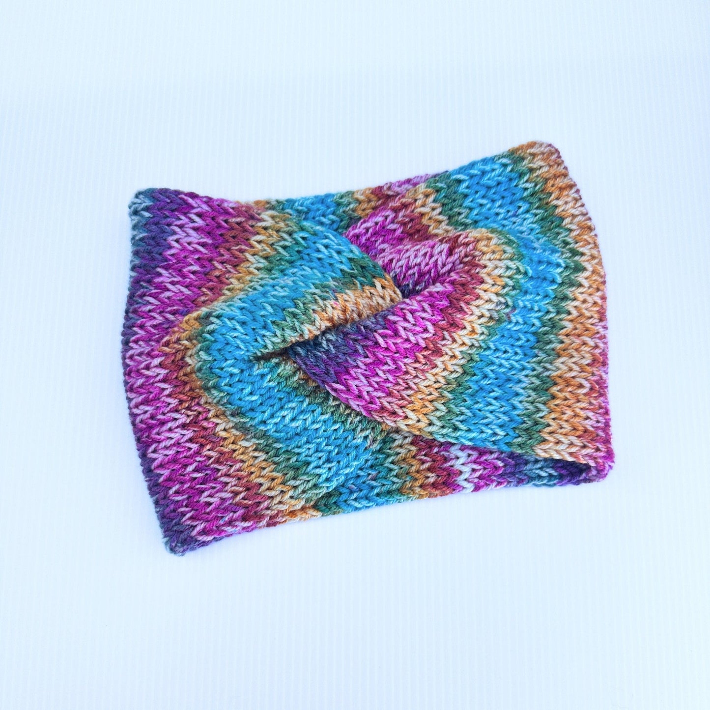 Bright Color Block Fashion Ear Warmer - Cozy Knit Adult Winter Headband for Cold Weather - pursuitofcraftyness