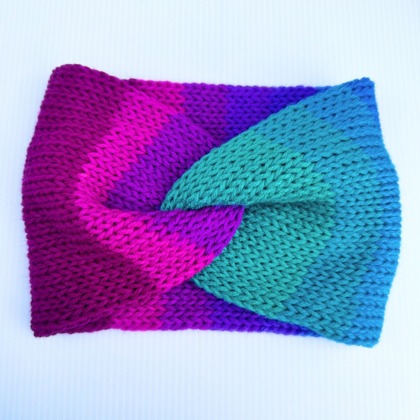 Bright Color Block Fashion Ear Warmer - Cozy Knit Adult Winter Headband for Cold Weather - pursuitofcraftyness