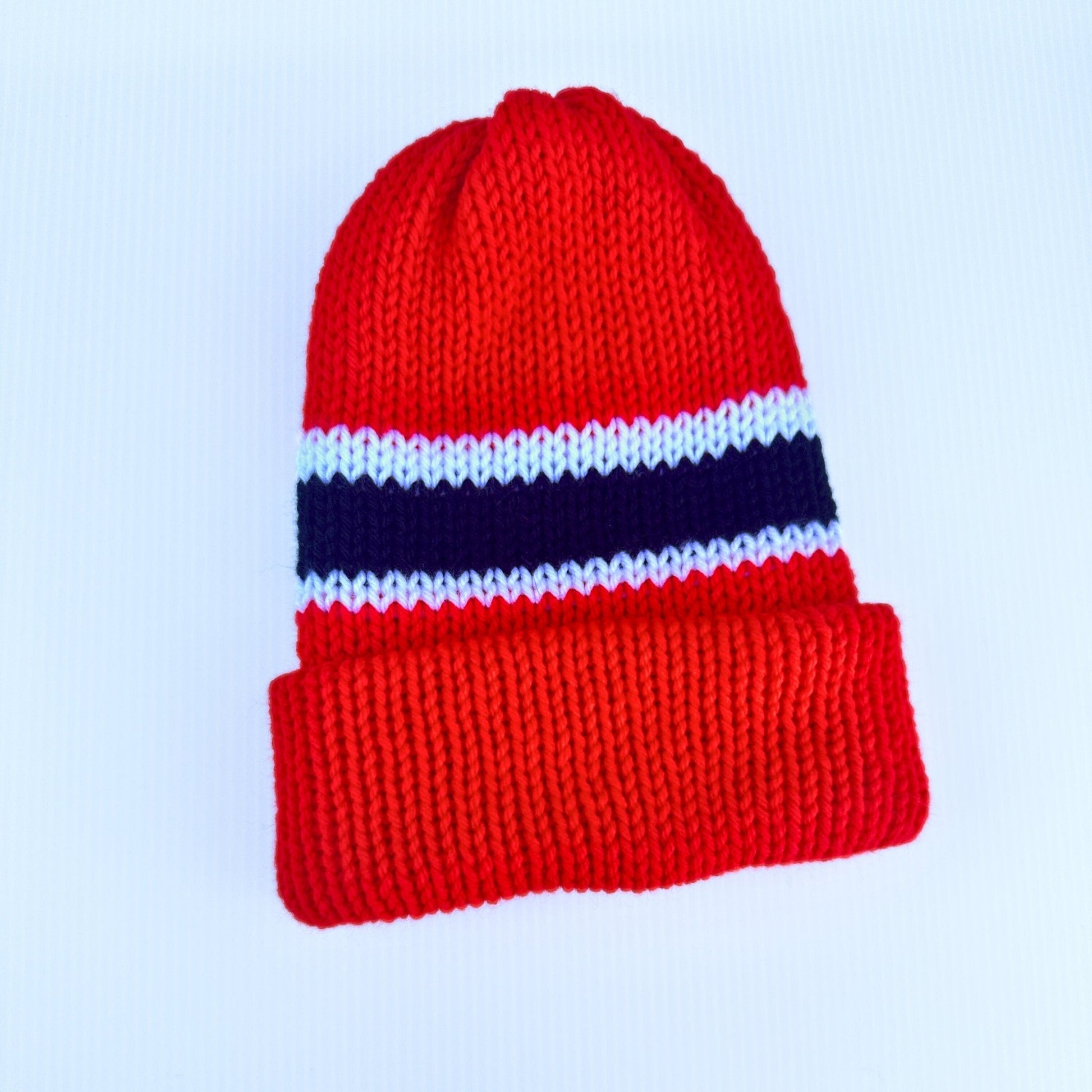 Bright Vintage - Inspired Striped Knit Winter Hat - Stay Cozy while Showing Off Your Team Pride - pursuitofcraftyness