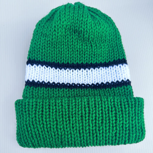 Bright Vintage - Inspired Striped Knit Winter Hat - Stay Cozy while Showing Off Your Team Pride - pursuitofcraftyness