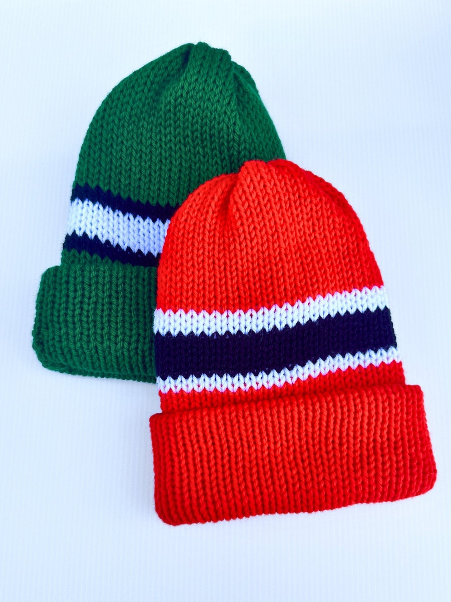 Bright Vintage - Inspired Striped Knit Winter Hat - Stay Cozy while Showing Off Your Team Pride - pursuitofcraftyness