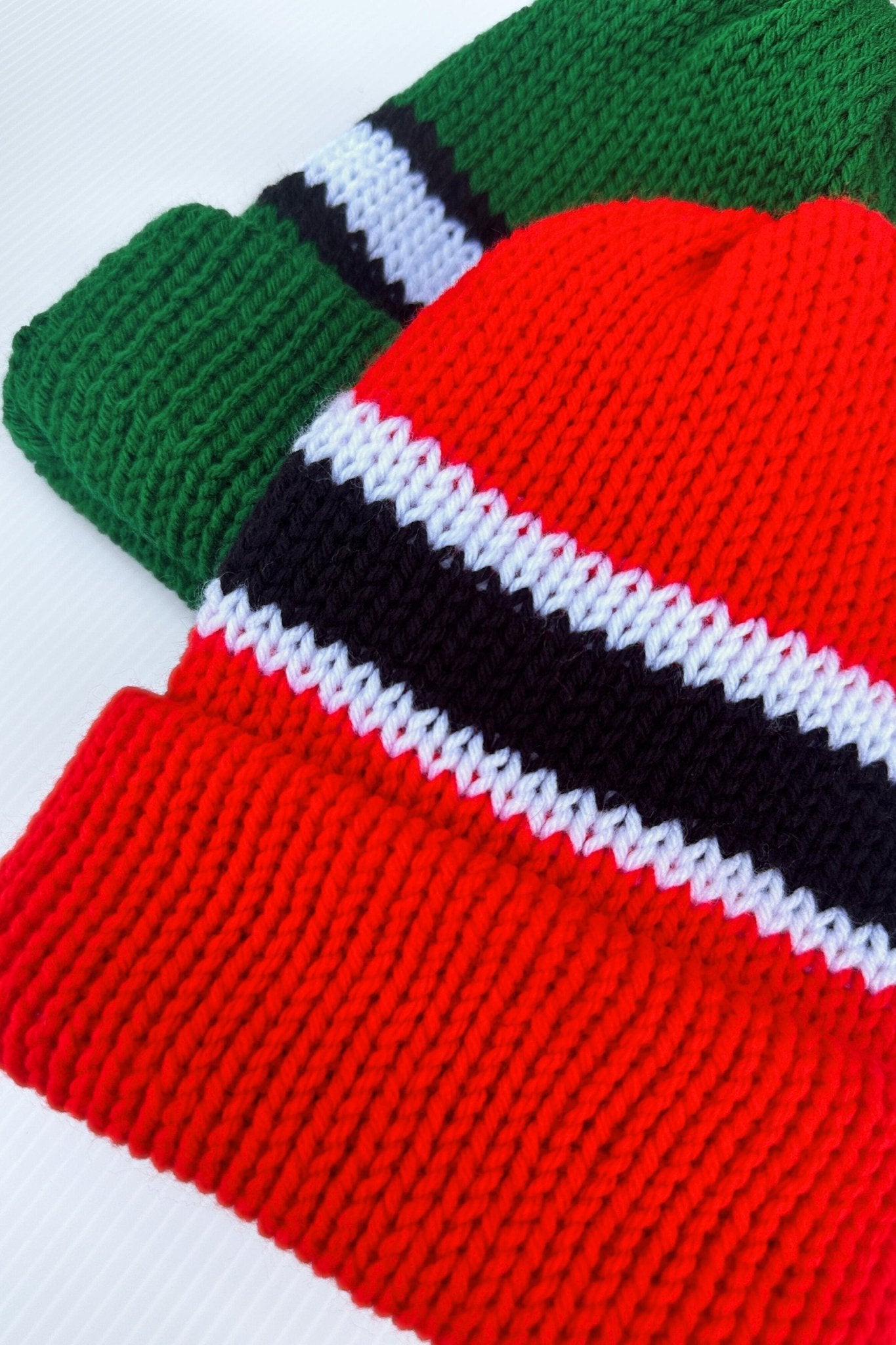 Bright Vintage - Inspired Striped Knit Winter Hat - Stay Cozy while Showing Off Your Team Pride - pursuitofcraftyness
