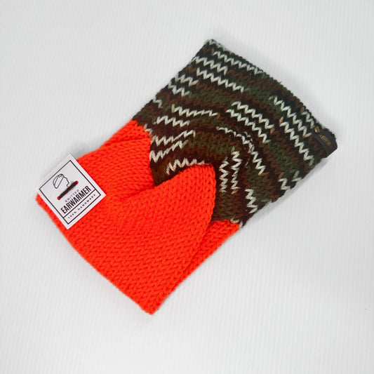 Camo Neon Orange Knit Headband - Hunter Ear Warmer - pursuitofcraftyness