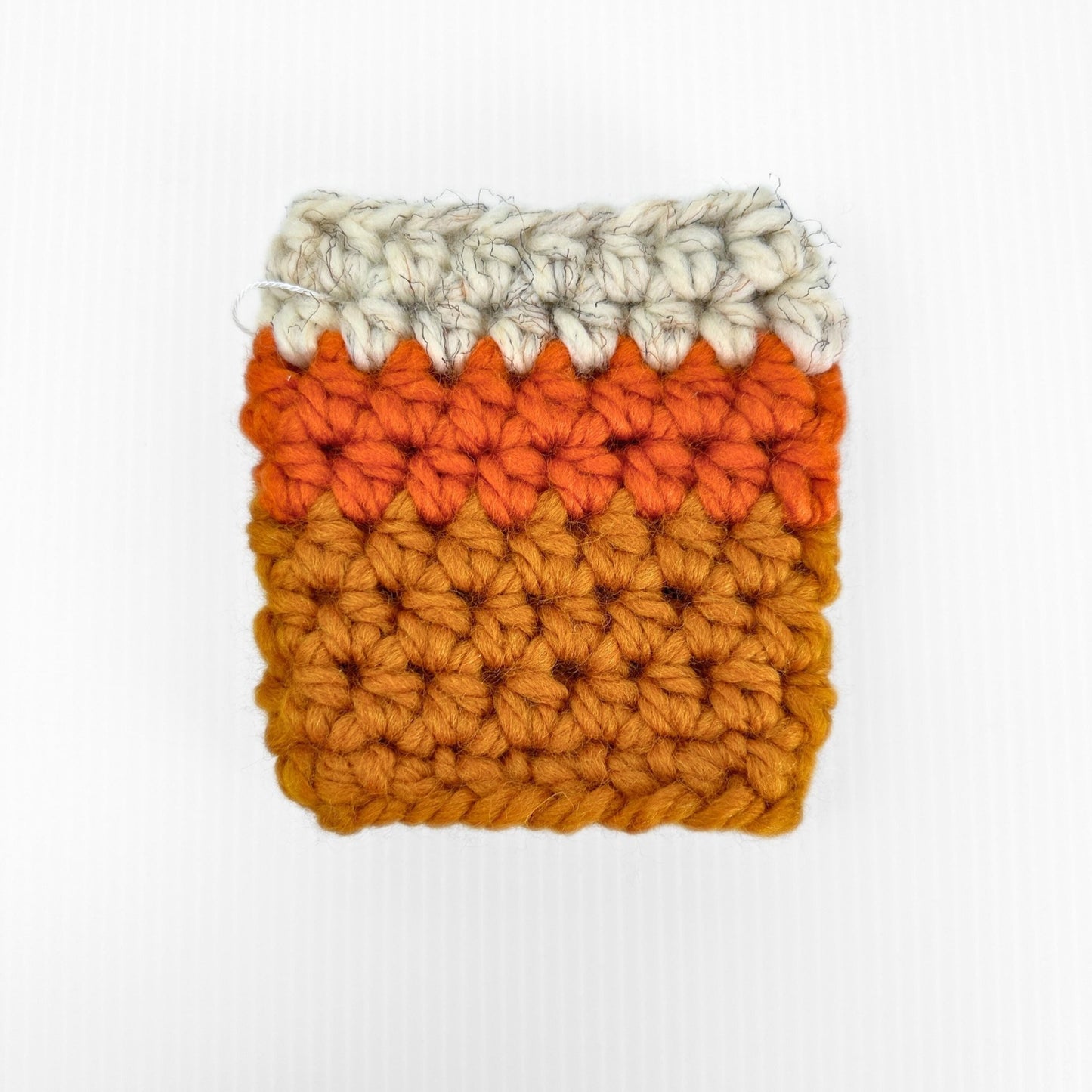 Candy Corn Crochet Travel Mug Coozy: Halloween Fall Staple - pursuitofcraftyness