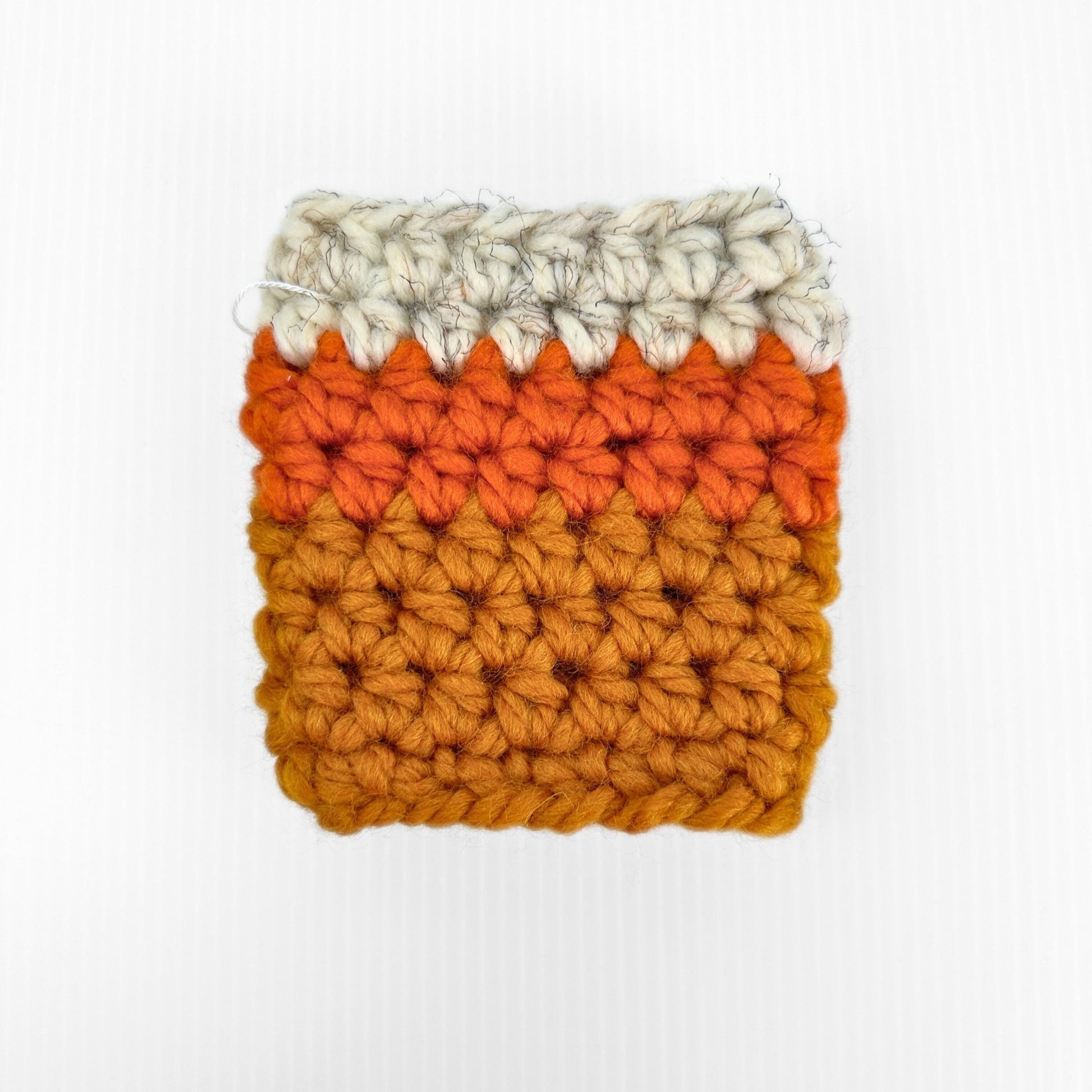 Candy Corn Crochet Travel Mug Coozy: Halloween Fall Staple - pursuitofcraftyness