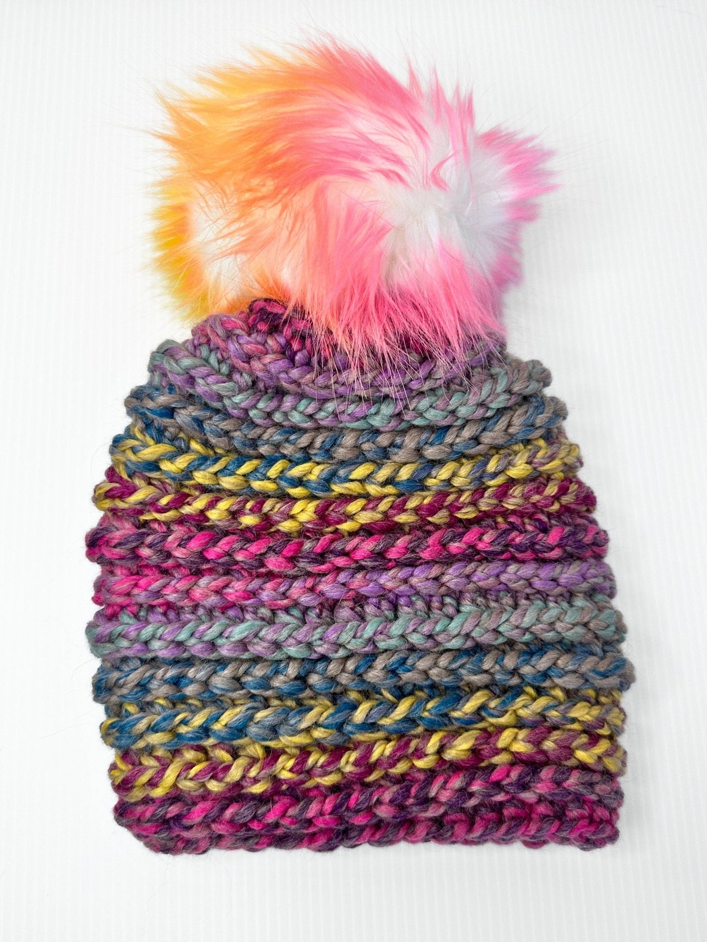 Crochet Beanie with Faux Fur Pom: Acrylic Wool Blend Winter Hat - pursuitofcraftyness