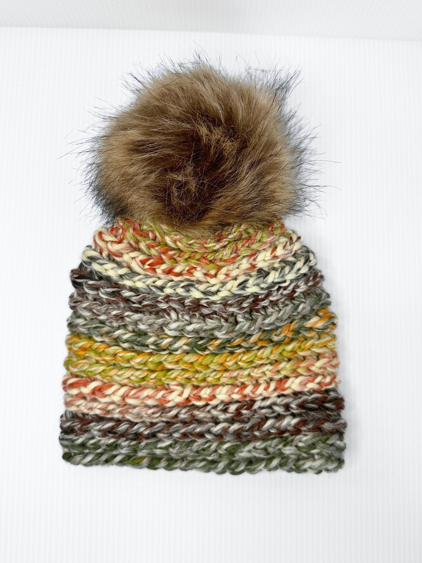 Crochet Beanie with Faux Fur Pom: Acrylic Wool Blend Winter Hat - pursuitofcraftyness