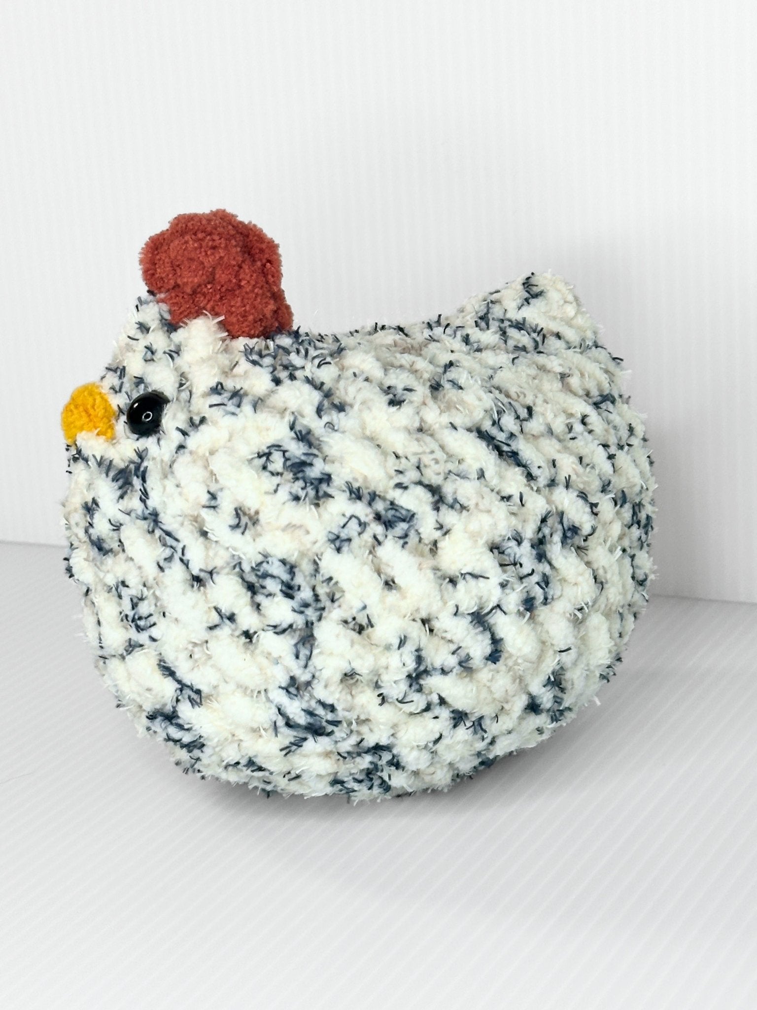 Crochet Chicken Stuffed Animal Handmade Farmhouse Plush Cottagecore Decor - pursuitofcraftyness