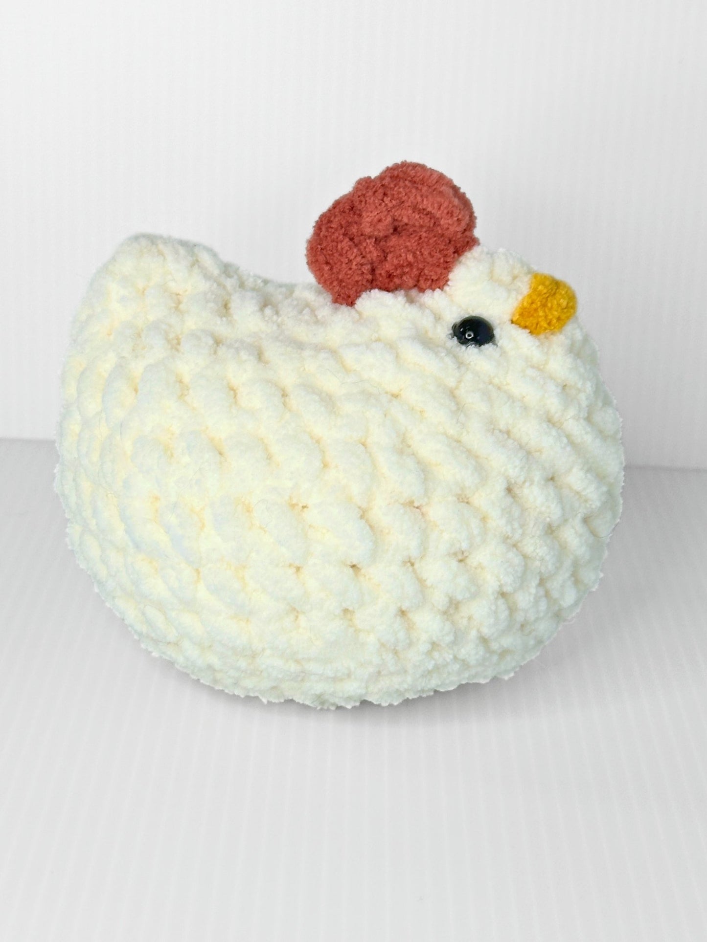Crochet Chicken Stuffed Animal Handmade Farmhouse Plush Cottagecore Decor - pursuitofcraftyness