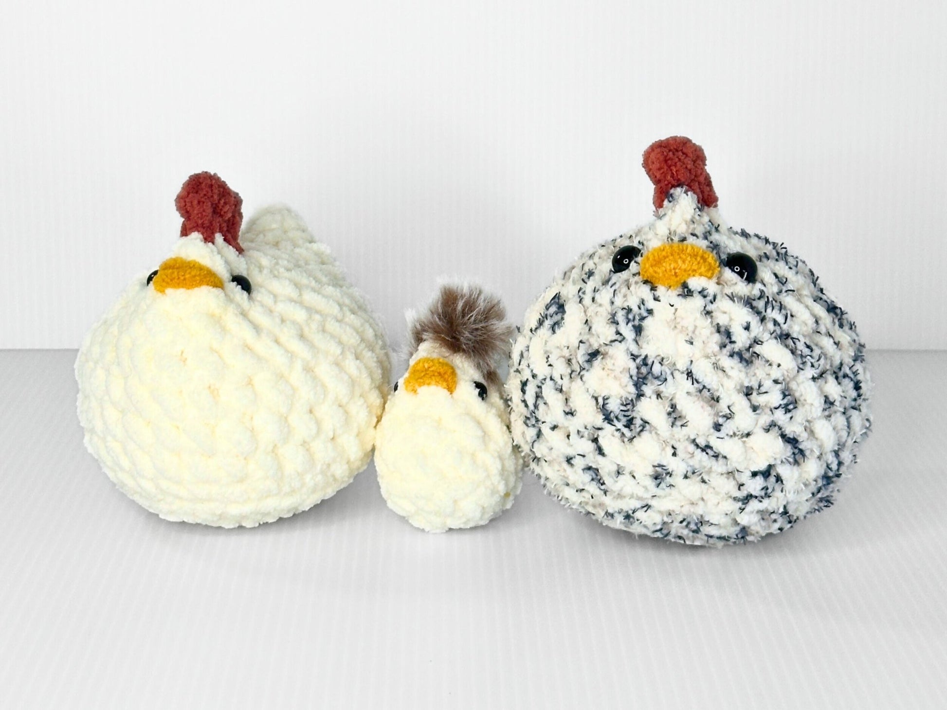Crochet Chicken Stuffed Animal Handmade Farmhouse Plush Cottagecore Decor - pursuitofcraftyness