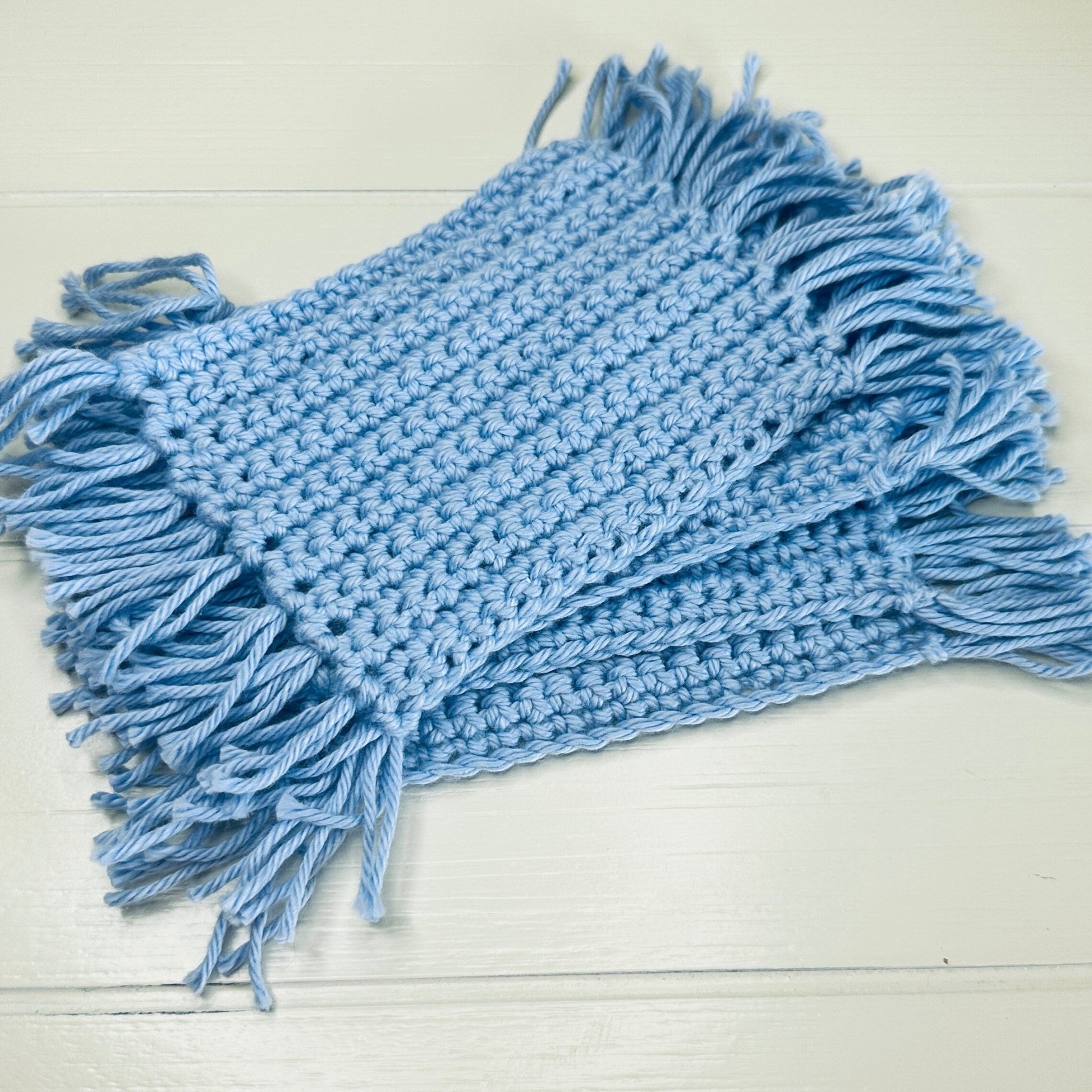 Crochet Cotton Mug Rugs with Tassels: Handmade Coaster Set - pursuitofcraftyness