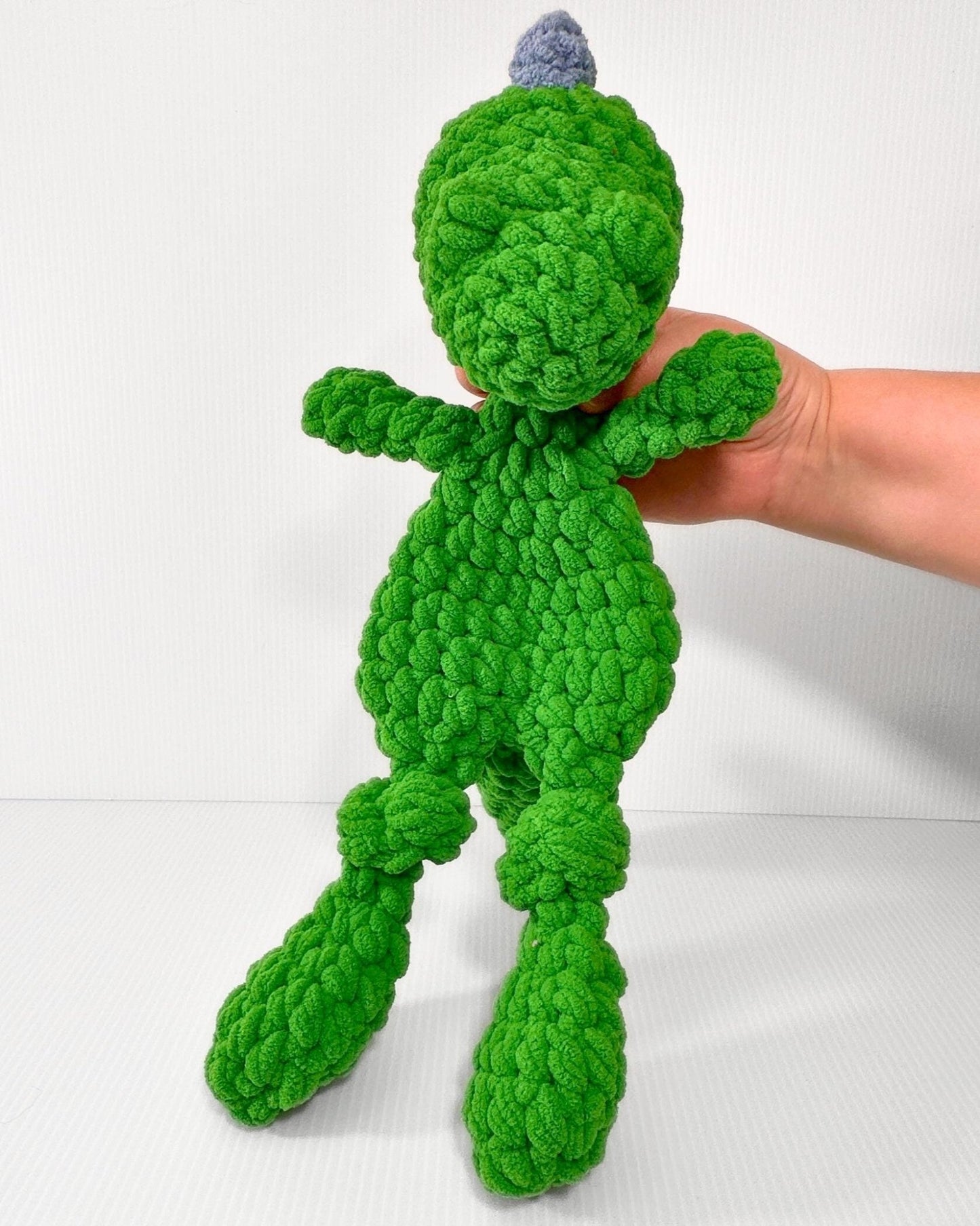 Crochet Dinosaur Lovey - Green and Blue Reptar - Inspired Plush - pursuitofcraftyness