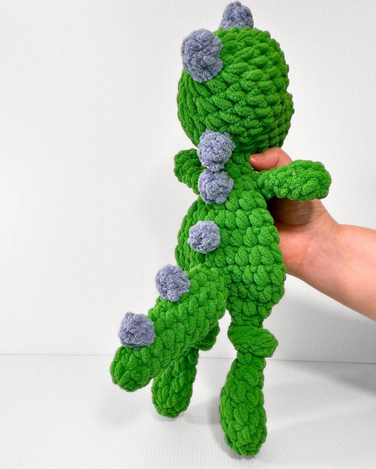 Crochet Dinosaur Lovey - Green and Blue Reptar - Inspired Plush - pursuitofcraftyness