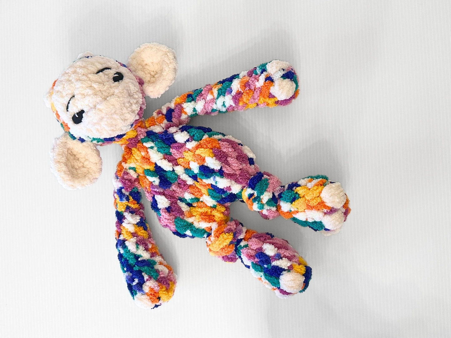 Crochet Multi Colored Monster Lovey - Adorable Baby Shower Gift - pursuitofcraftyness