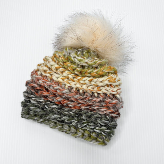 Crochet Newborn Beanie: Acrylic Wool Blend with Faux Fur Pom - pursuitofcraftyness