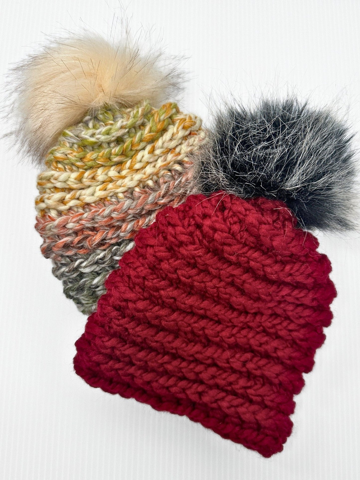 Crochet Newborn Beanie: Acrylic Wool Blend with Faux Fur Pom - pursuitofcraftyness