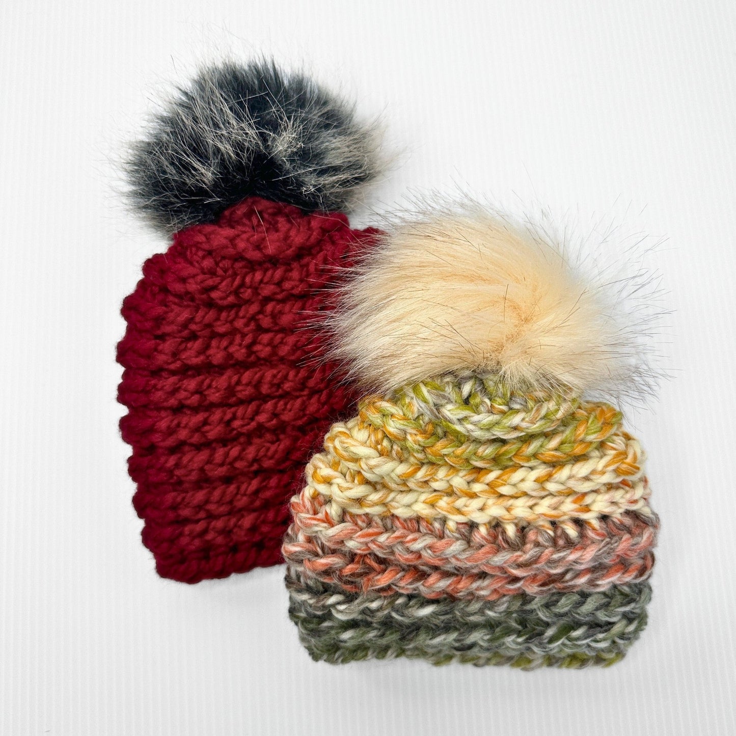 Crochet Newborn Beanie: Acrylic Wool Blend with Faux Fur Pom - pursuitofcraftyness