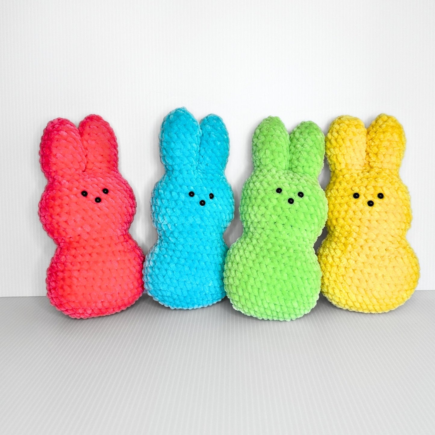 Crochet Peep Bunny: Handmade Marshmallow Plushy, Easter Decor - pursuitofcraftyness