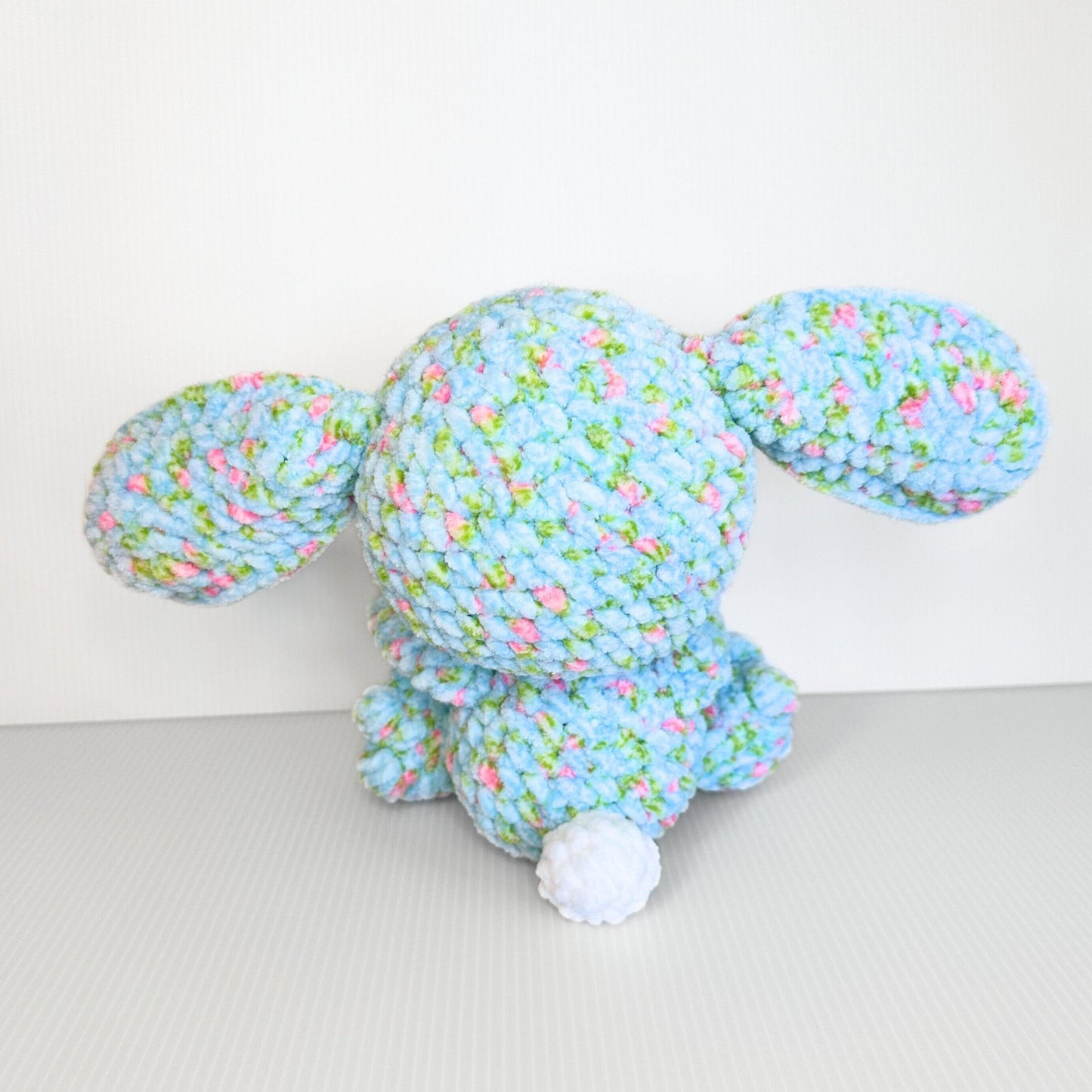 Crocheted Bunny Plushie: Whimsical Spring Decor with Glittery Eyes - pursuitofcraftyness