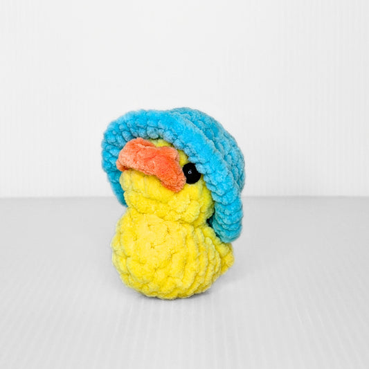 Duck in Bucket Hat — Handmade Crochet Mini Keychain - pursuitofcraftyness