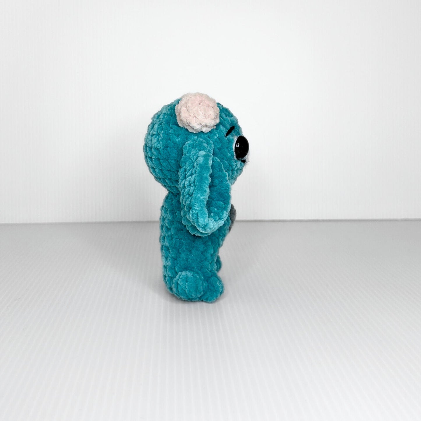 Handmade Baby Goblin Crochet Plush — Teal Chunky Velvet Yarn Kawaii Fantasy Stuffed Animal - pursuitofcraftyness