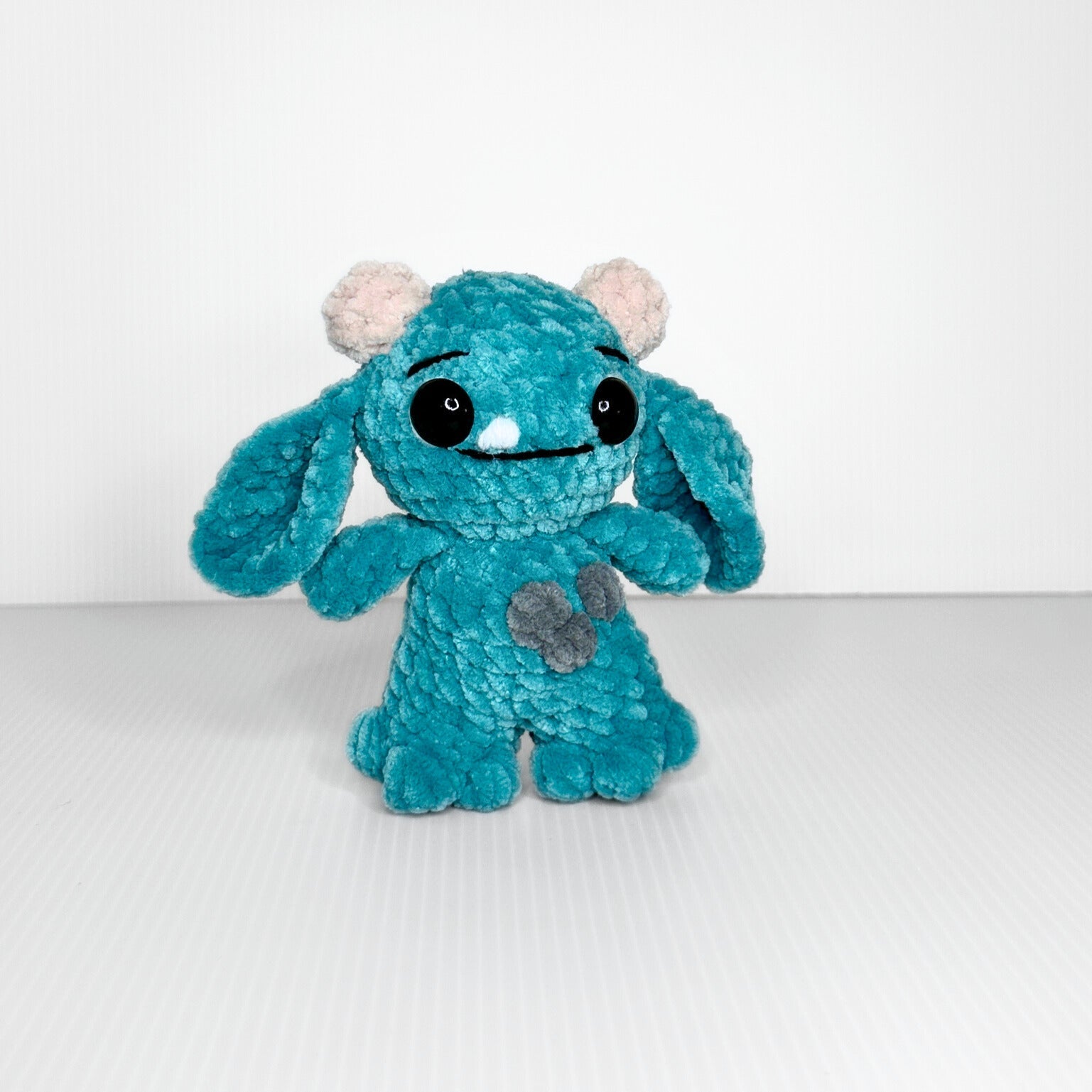 Handmade Baby Goblin Crochet Plush — Teal Chunky Velvet Yarn Kawaii Fantasy Stuffed Animal - pursuitofcraftyness