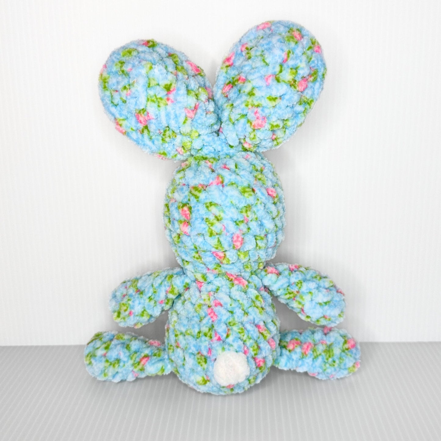 Handmade Crochet Easter Bunny: Variegated Blue, Pink, White - Spring Decor - pursuitofcraftyness