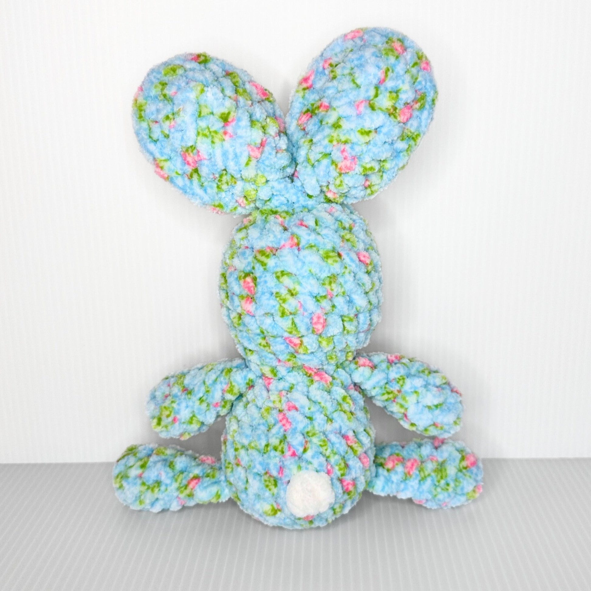 Handmade Crochet Easter Bunny: Variegated Blue, Pink, White - Spring Decor - pursuitofcraftyness