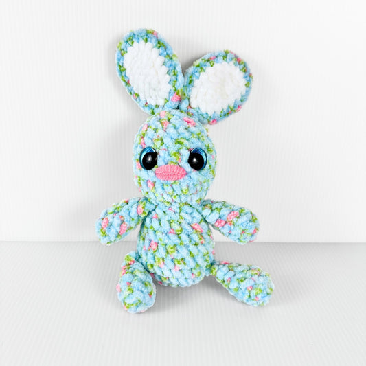 Handmade Crochet Easter Bunny: Variegated Blue, Pink, White - Spring Decor - pursuitofcraftyness