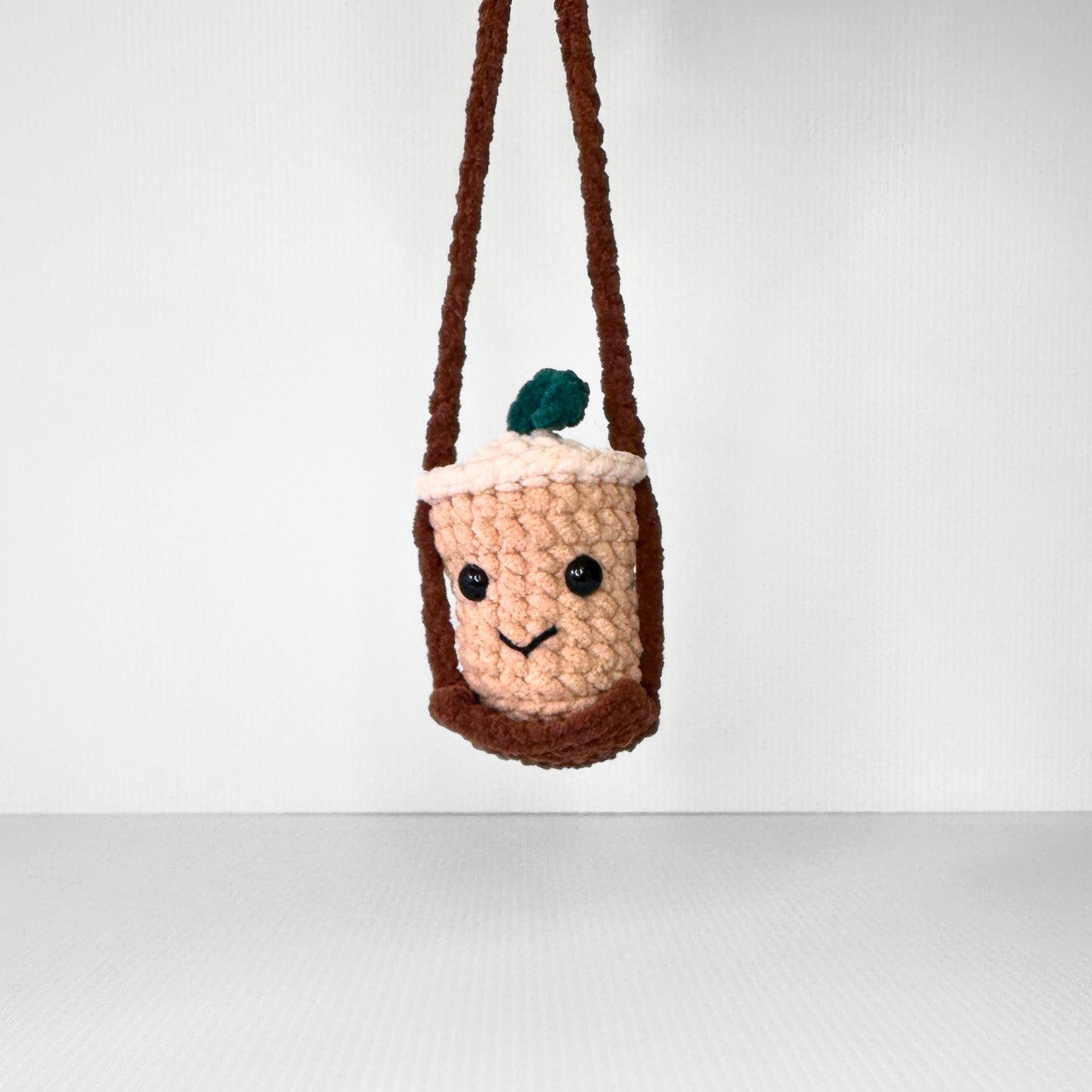 Handmade Crochet Iced Coffee Car Charm Rearview Mirror Decor Kawaii Coffee Lover Gift - pursuitofcraftyness