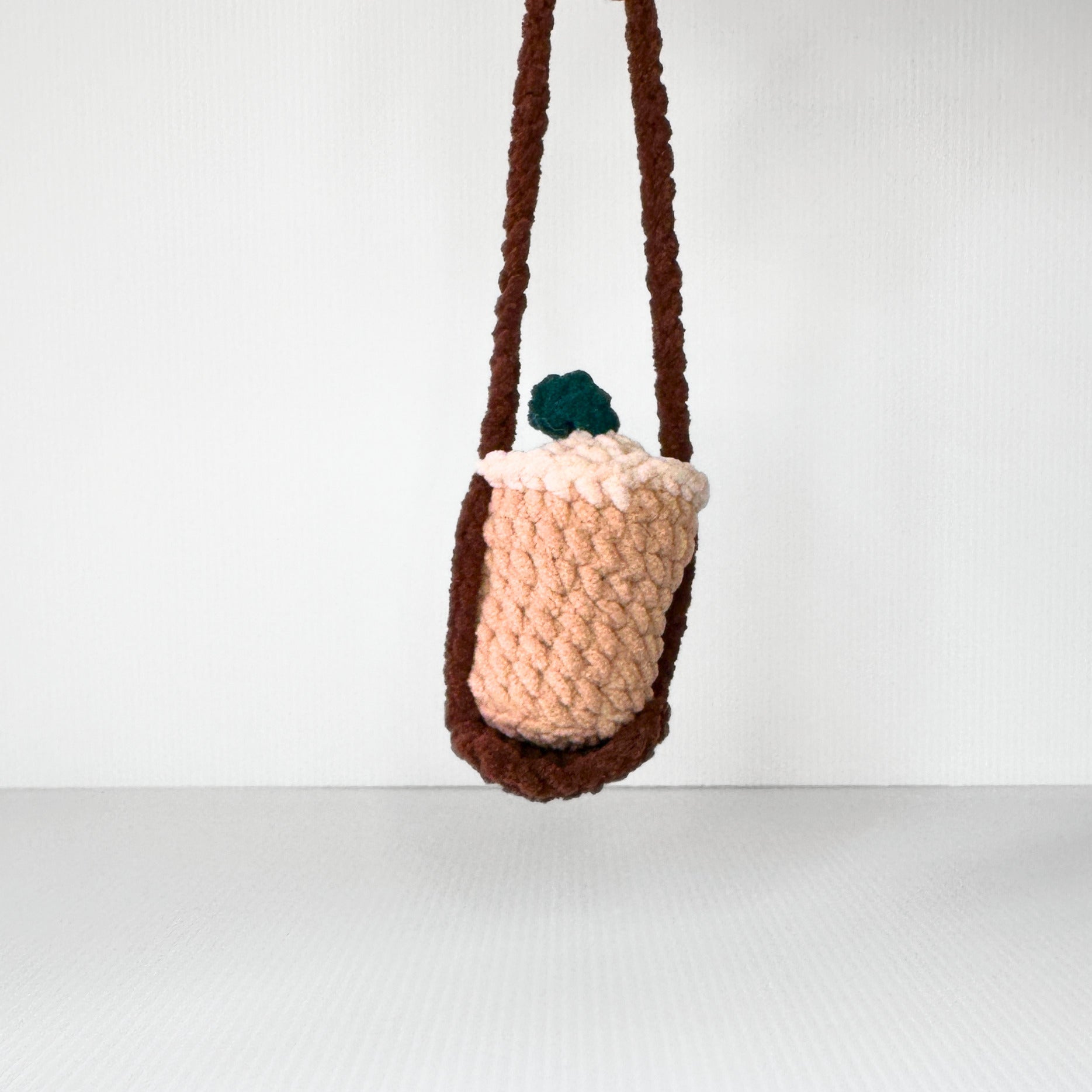 Handmade Crochet Iced Coffee Car Charm Rearview Mirror Decor Kawaii Coffee Lover Gift - pursuitofcraftyness